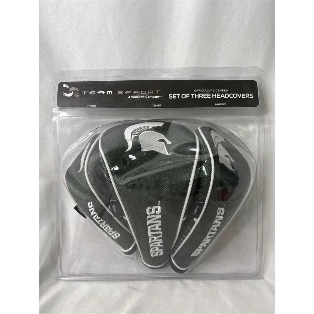 Team Effort Michigan State MSU 3pc Golf Headcovers Driver/Fairway/Hybrid Green